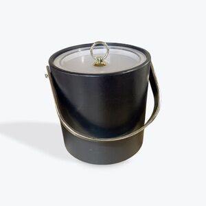 VINTAGE :: MCM black & gold ice bucket